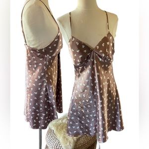 Vintage satin y2k 90s heart slip dress nightie style mini Sz small